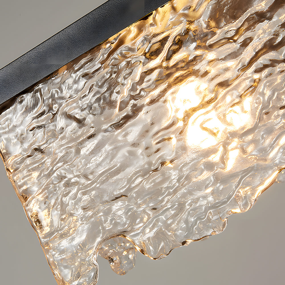 Modern Textured Glass Chandelier for Dining Room with 3 Color Dimming Lighting Modes