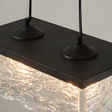 Modern Textured Glass Chandelier for Dining Room with 3 Color Dimming Lighting Modes