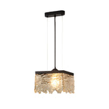 Modern Textured Glass Chandelier for Dining Room with 3 Color Dimming Lighting Modes