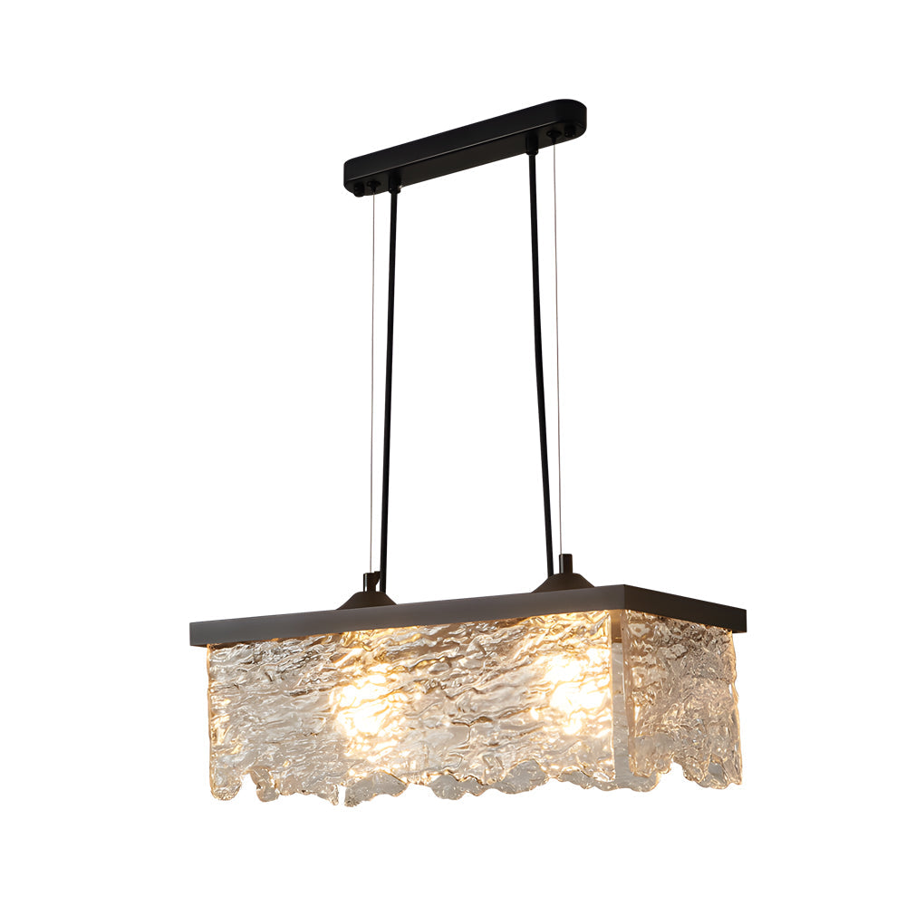 Modern Textured Glass Chandelier for Dining Room with 3 Color Dimming Lighting Modes