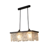 Modern Textured Glass Chandelier for Dining Room with 3 Color Dimming Lighting Modes