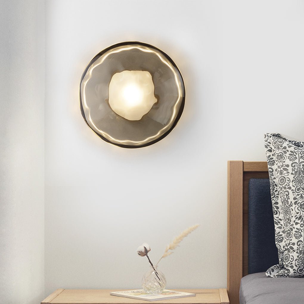 Modern Textured Glass Shell Wall Sconce for Bedroom Bedside and Study Lighting