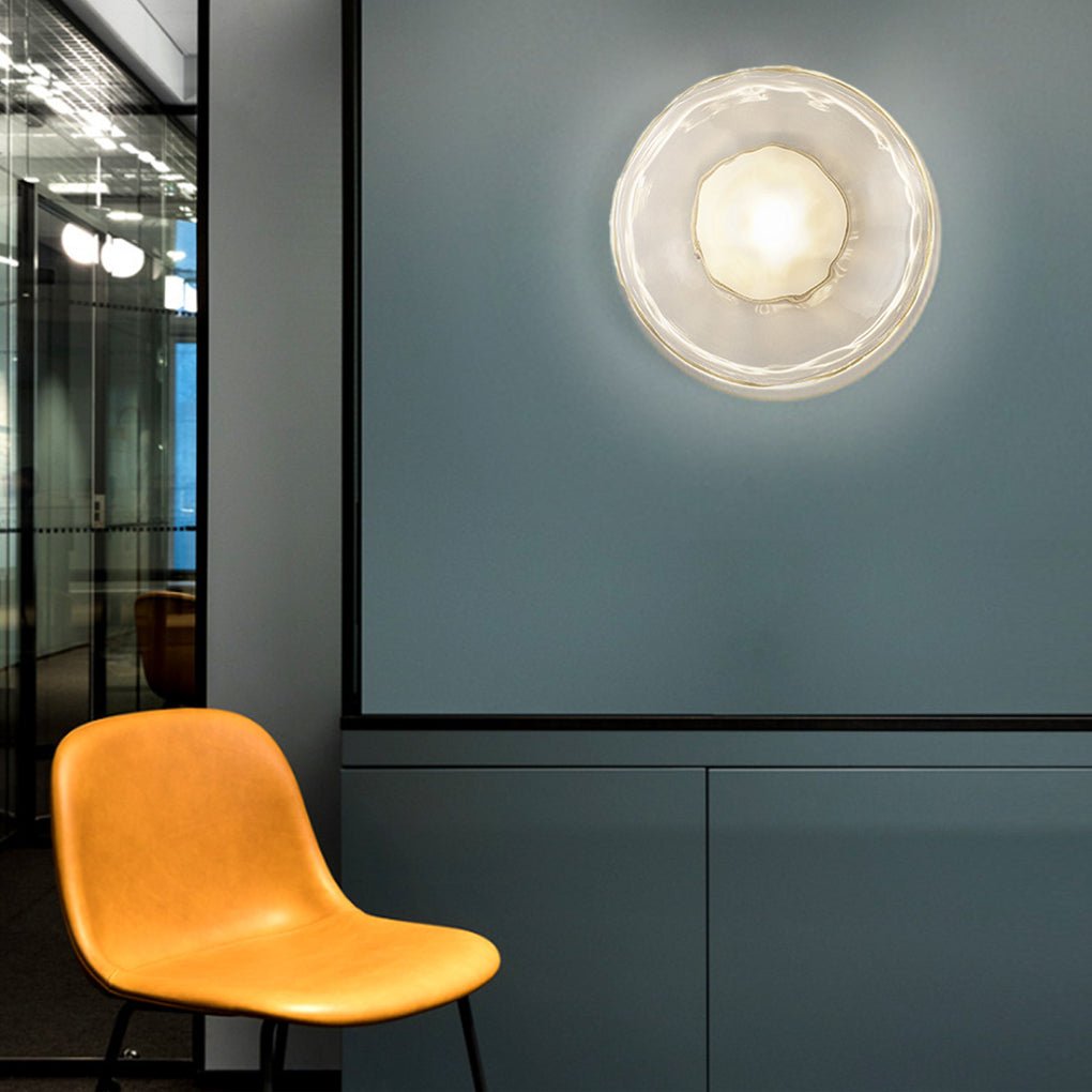 Modern Textured Glass Shell Wall Sconce for Bedroom Bedside and Study Lighting