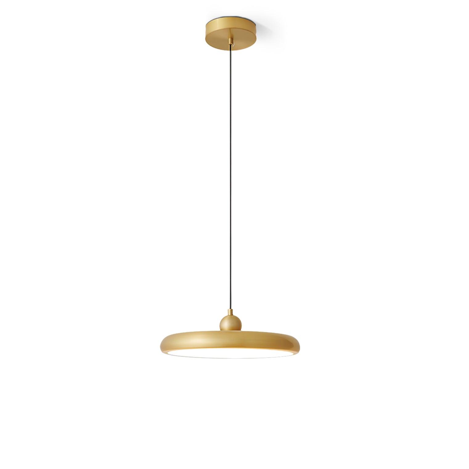 Modern Thin Disc LED Pendant Light Slim Brass Acrylic Minimalist Hanging Lamp