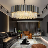 Modern Three Color LED Crystal Chandelier Luxury Hanging Ceiling Light for Living Room