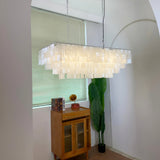 Modern Tiered Capiz Shell Chandelier Pendant Light Fixture for Indoor Decor