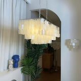 Modern Tiered Capiz Shell Chandelier Pendant Light Fixture for Indoor Decor