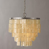 Modern Tiered Capiz Shell Chandelier Pendant Light Fixture for Indoor Decor