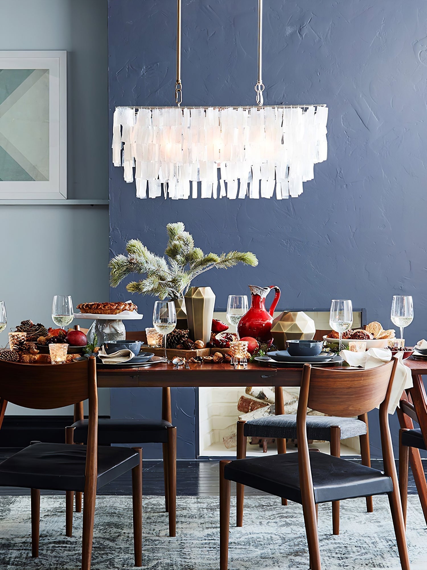 Modern Tiered Capiz Shell Chandelier Pendant Light Fixture for Indoor Decor