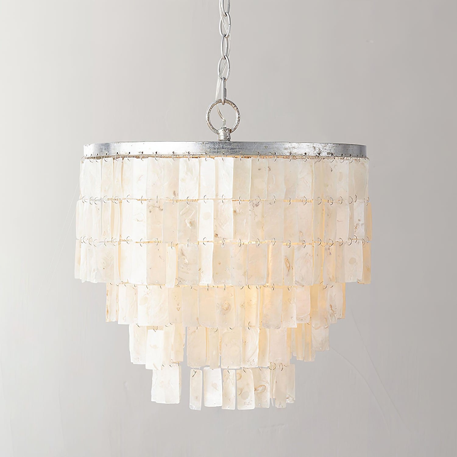 Modern Tiered Capiz Shell Chandelier Pendant Light Fixture for Indoor Decor