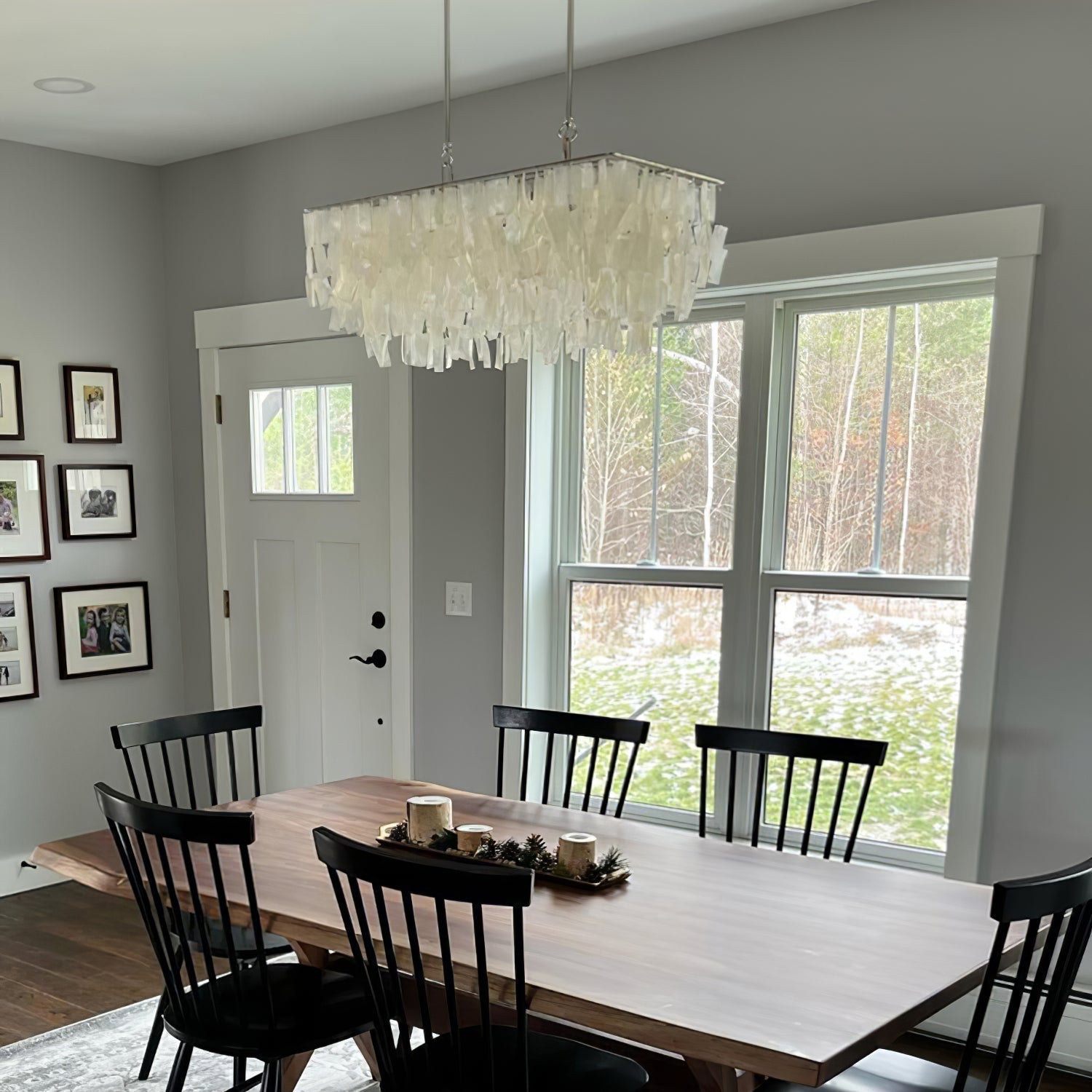 Modern Tiered Capiz Shell Chandelier Pendant Light Fixture for Indoor Decor