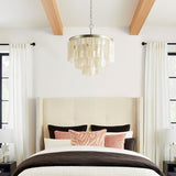 Modern Tiered Capiz Shell Chandelier Pendant Light Fixture for Indoor Decor