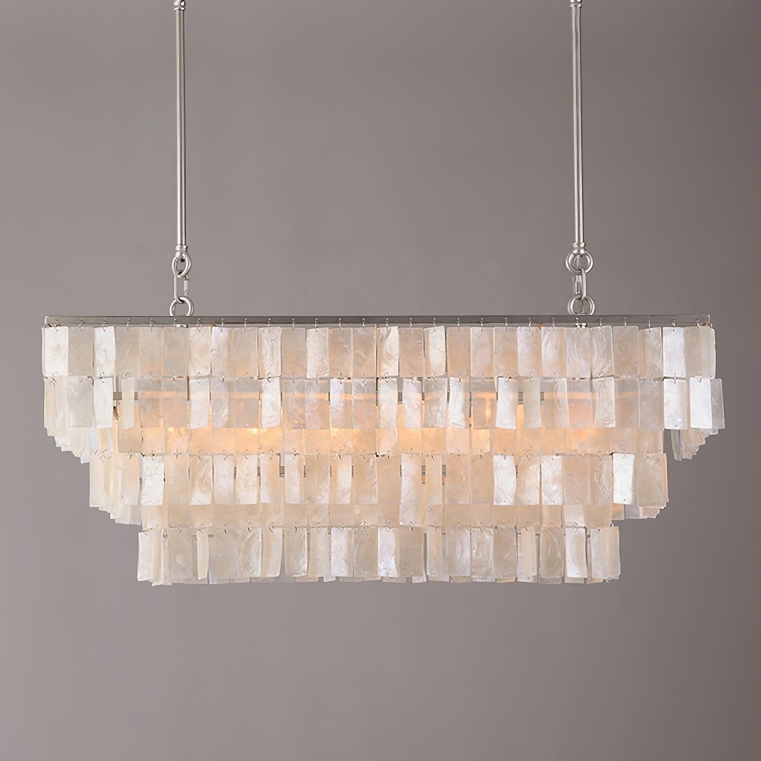 Modern Tiered Capiz Shell Chandelier Pendant Light Fixture for Indoor Decor