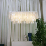 Modern Tiered Capiz Shell Chandelier Pendant Light Fixture for Indoor Decor
