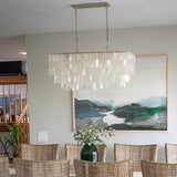 Modern Tiered Capiz Shell Chandelier Pendant Light Fixture for Indoor Decor