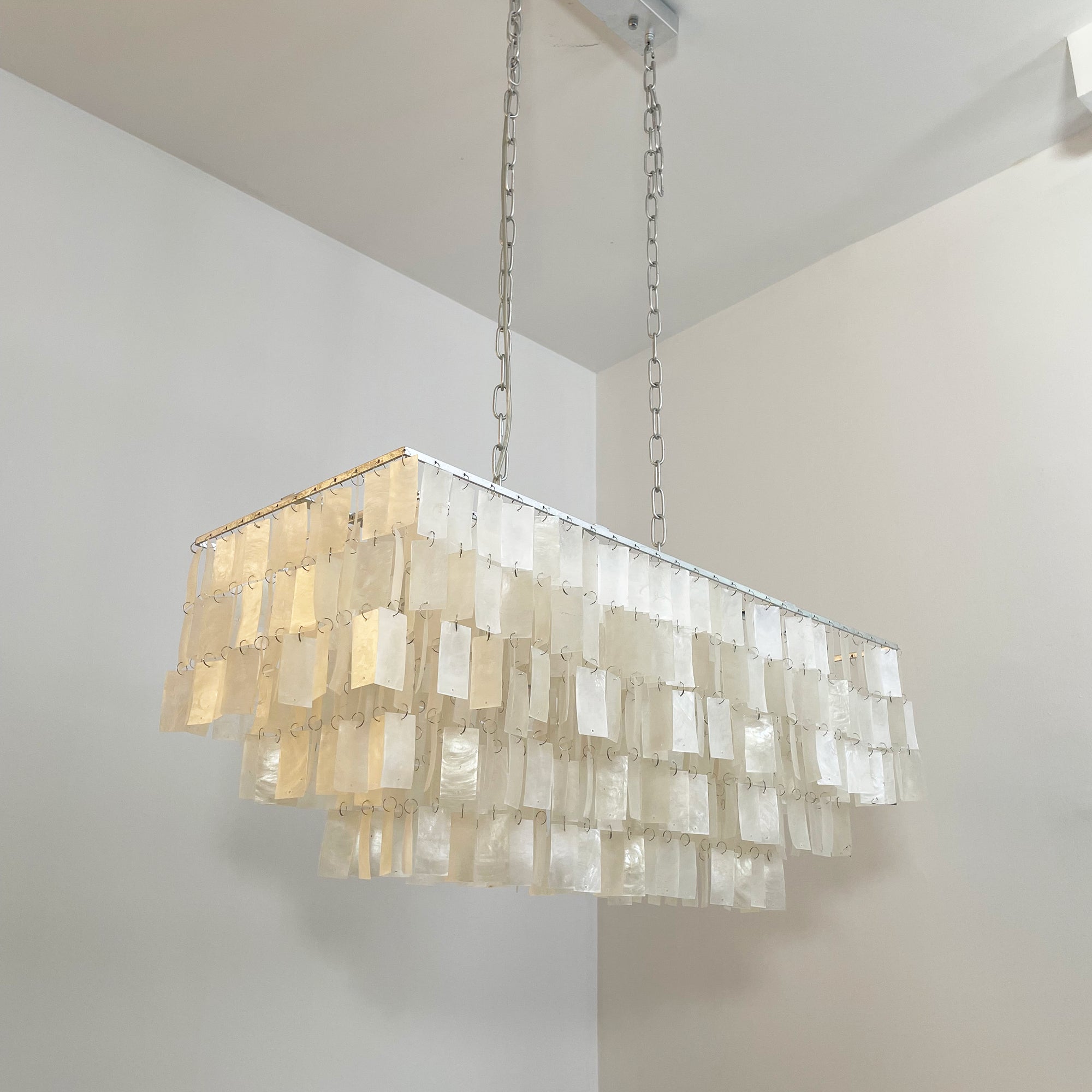 Modern Tiered Capiz Shell Chandelier Pendant Light Fixture for Indoor Decor