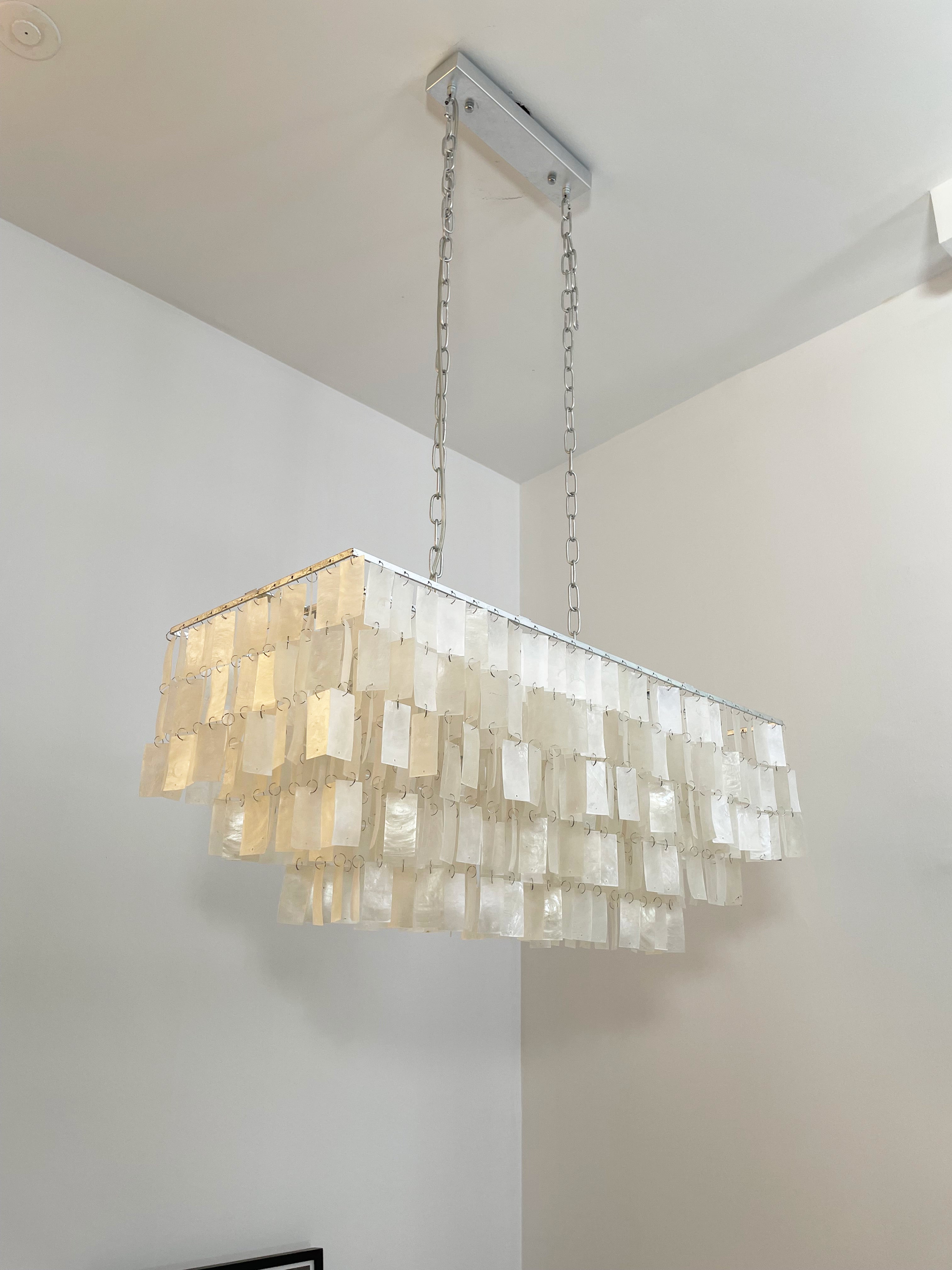 Modern Tiered Capiz Shell Chandelier Pendant Light Fixture for Indoor Decor