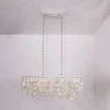 Modern Tiered Capiz Shell Chandelier Pendant Light Fixture for Indoor Decor
