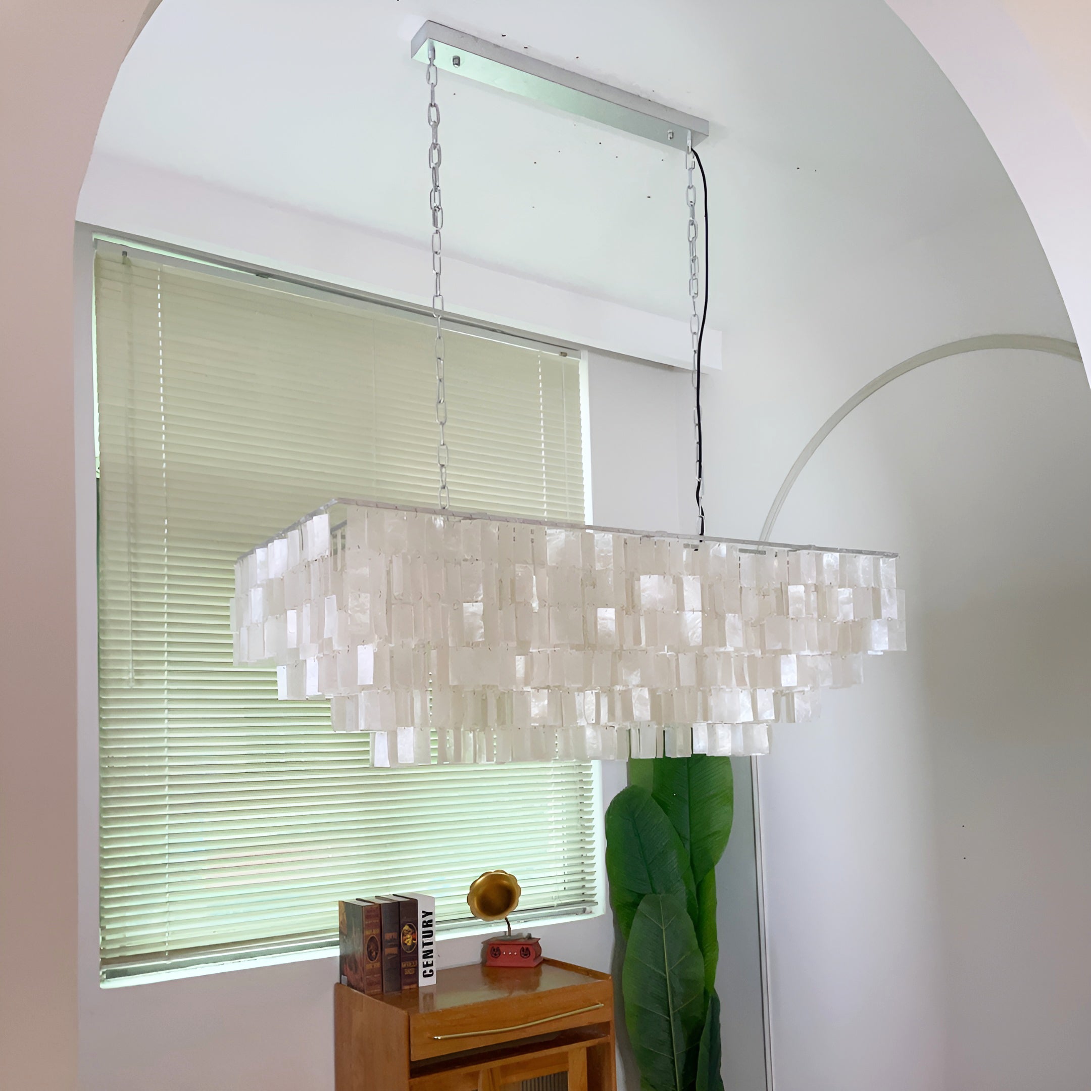 Modern Tiered Capiz Shell Chandelier Pendant Light Fixture for Indoor Decor