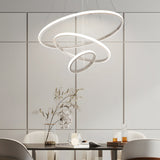 Modern Tiered LED Ring Chandelier in Polished Chrome Finish for Living and Dining Room