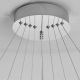 Modern Tiered LED Ring Chandelier in Polished Chrome Finish for Living and Dining Room