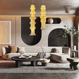 Modern Tiered Mulberry Silk Pendant Light Minimalist Tower Design for Interior
