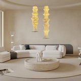 Modern Tiered Mulberry Silk Pendant Light Minimalist Tower Design for Interior