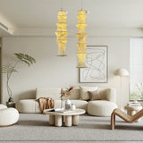 Modern Tiered Mulberry Silk Pendant Light Minimalist Tower Design for Interior