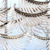 Modern Tiered Palmette Acrylic Chandelier with Ribbed Leaf Design and Chrome Finish