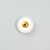 Modern Tinsley Pleated Ceramic Wall Sconce Glossy White and Gold Flush Mount Light for Living Room