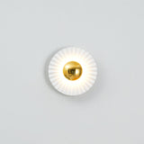 Modern Tinsley Pleated Ceramic Wall Sconce Glossy White and Gold Flush Mount Light for Living Room
