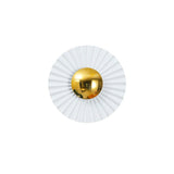 Modern Tinsley Pleated Ceramic Wall Sconce Glossy White and Gold Flush Mount Light for Living Room
