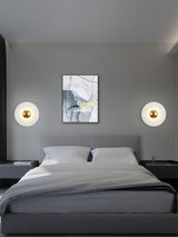 Modern Tinsley Pleated Ceramic Wall Sconce Glossy White and Gold Flush Mount Light for Living Room