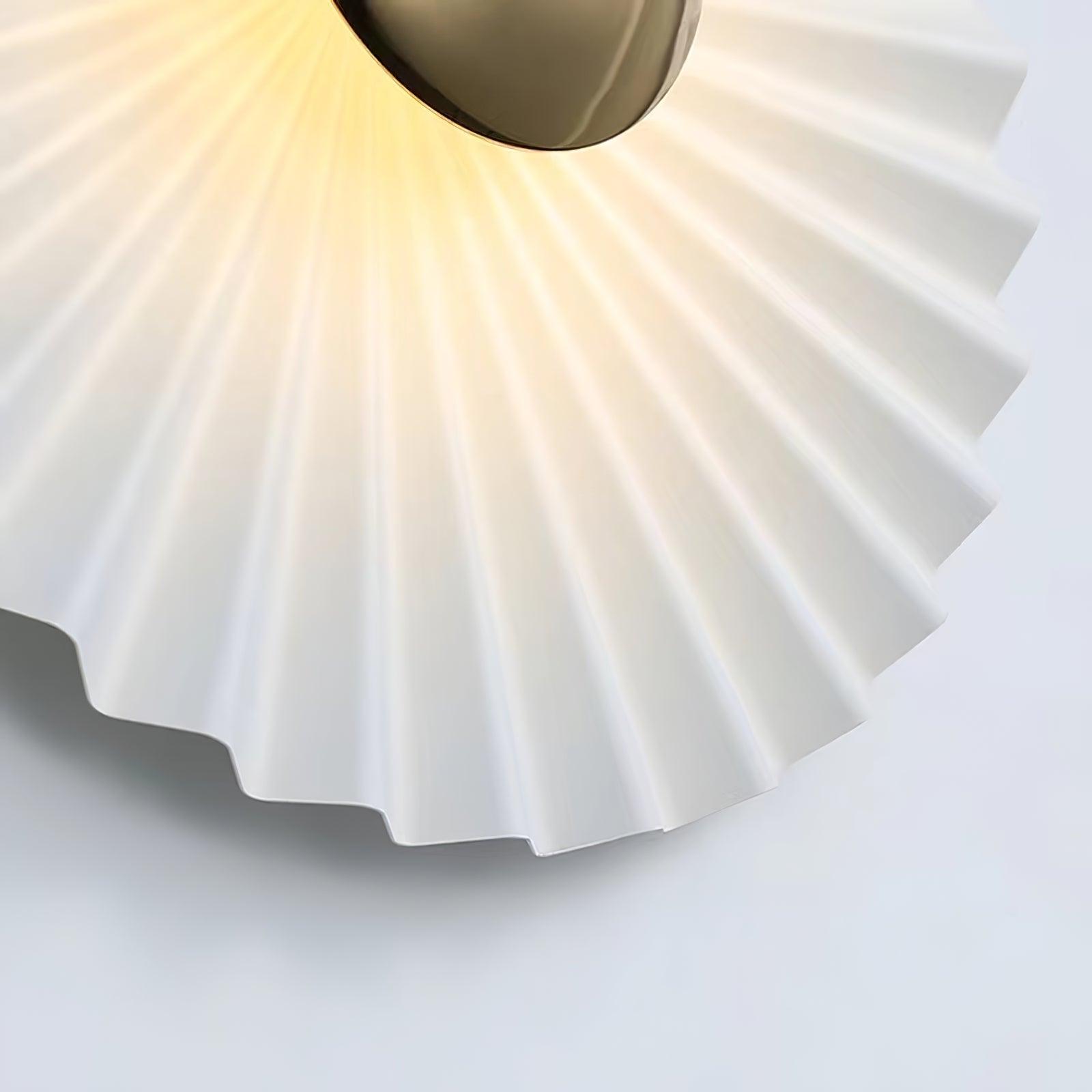 Modern Tinsley Pleated Ceramic Wall Sconce Glossy White and Gold Flush Mount Light for Living Room