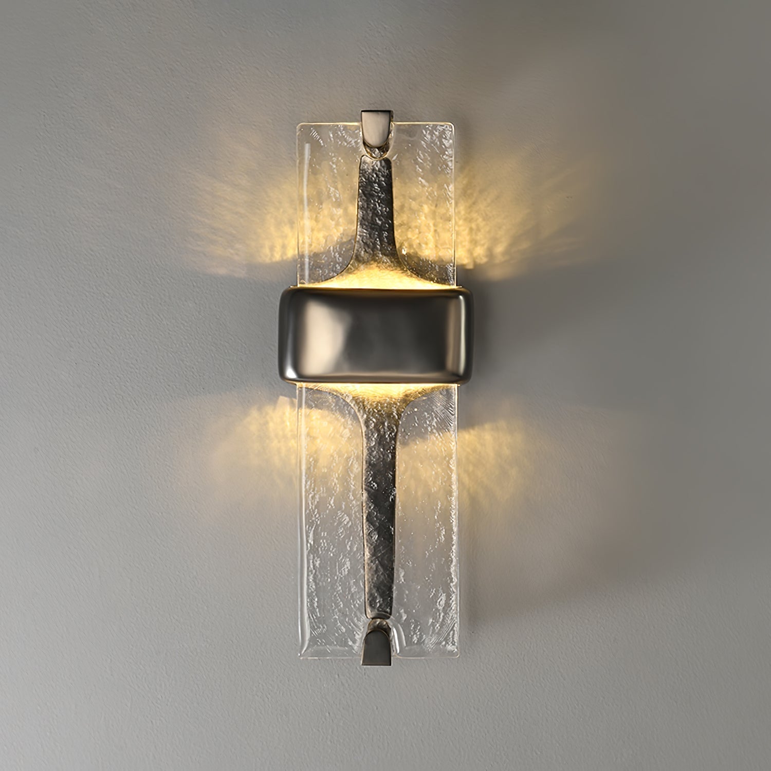 Modern Torch Wall Sconce with Handcrafted Textured Glass and Integrated LED Lighting