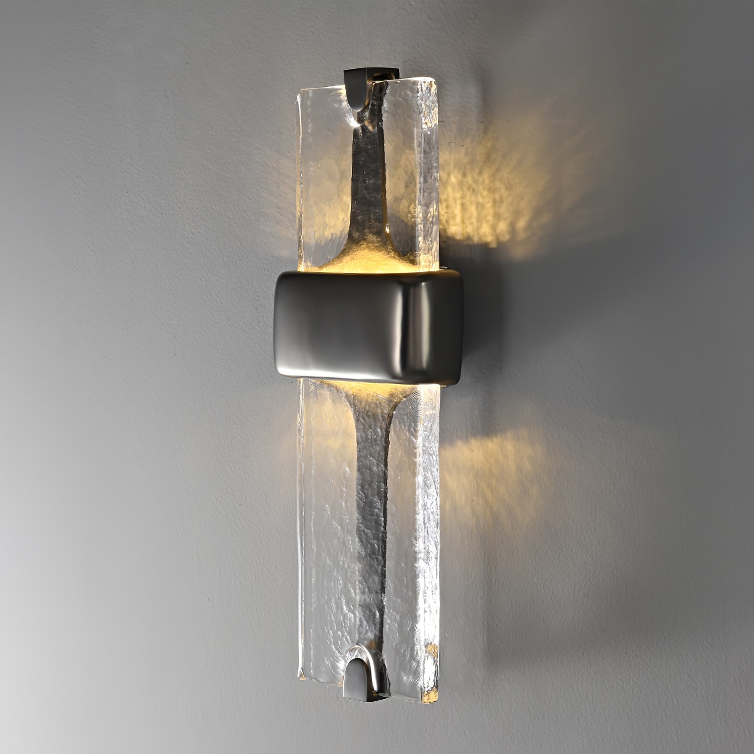Modern Torch Wall Sconce with Handcrafted Textured Glass and Integrated LED Lighting