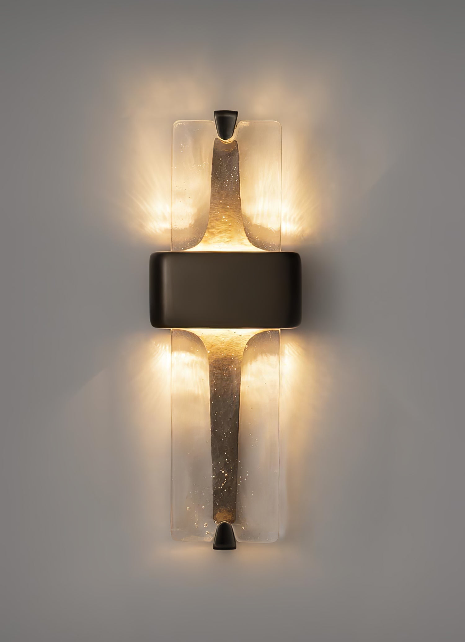 Modern Torch Wall Sconce with Handcrafted Textured Glass and Integrated LED Lighting