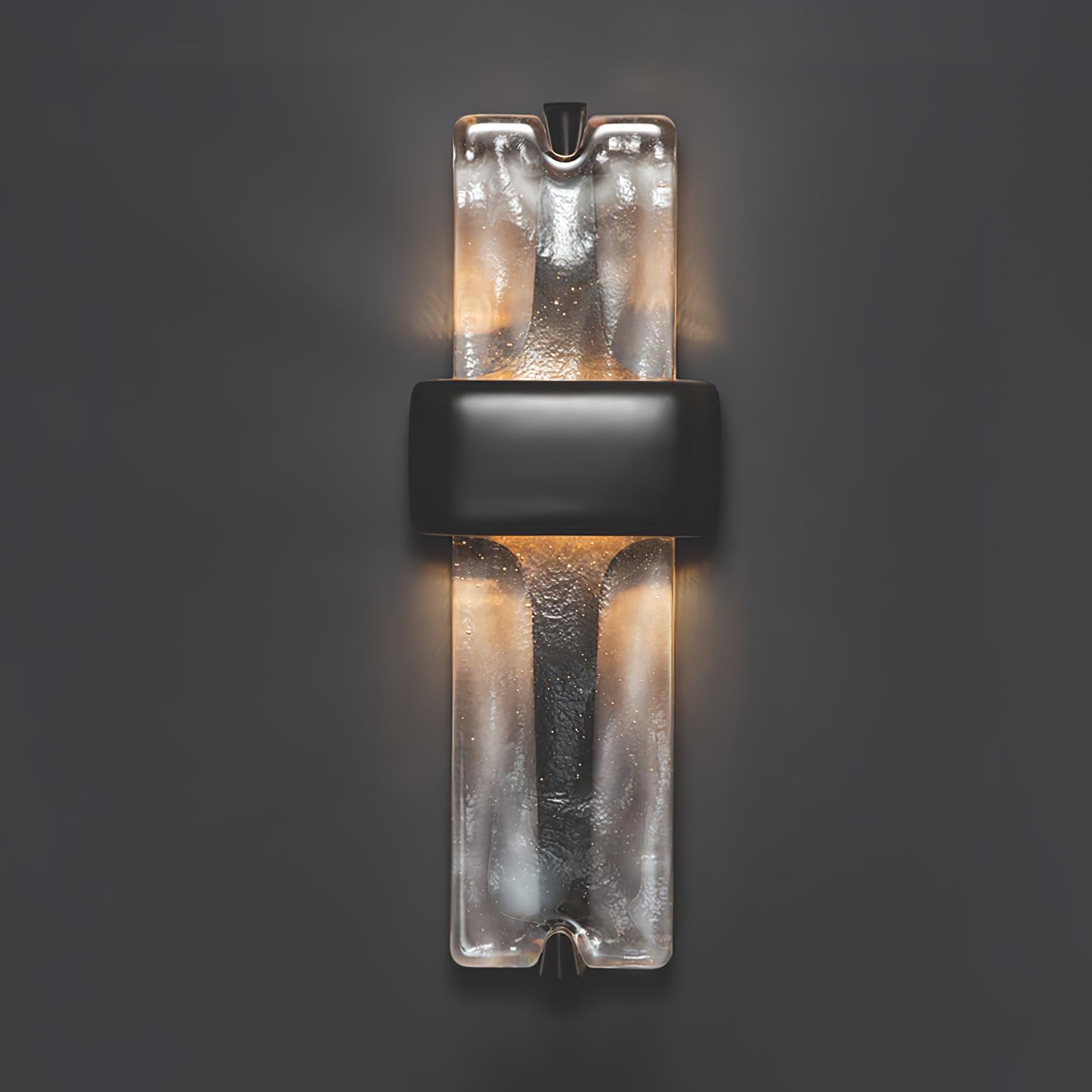 Modern Torch Wall Sconce with Handcrafted Textured Glass and Integrated LED Lighting