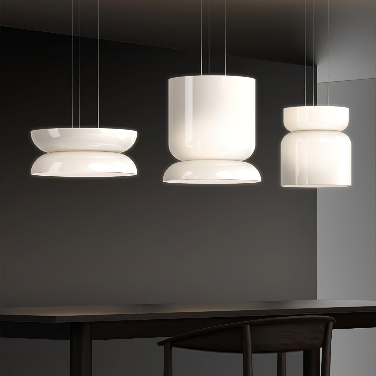 Modern Totem LED Blown Glass Pendant Lamp Geometric White Modular Hanging Fixture