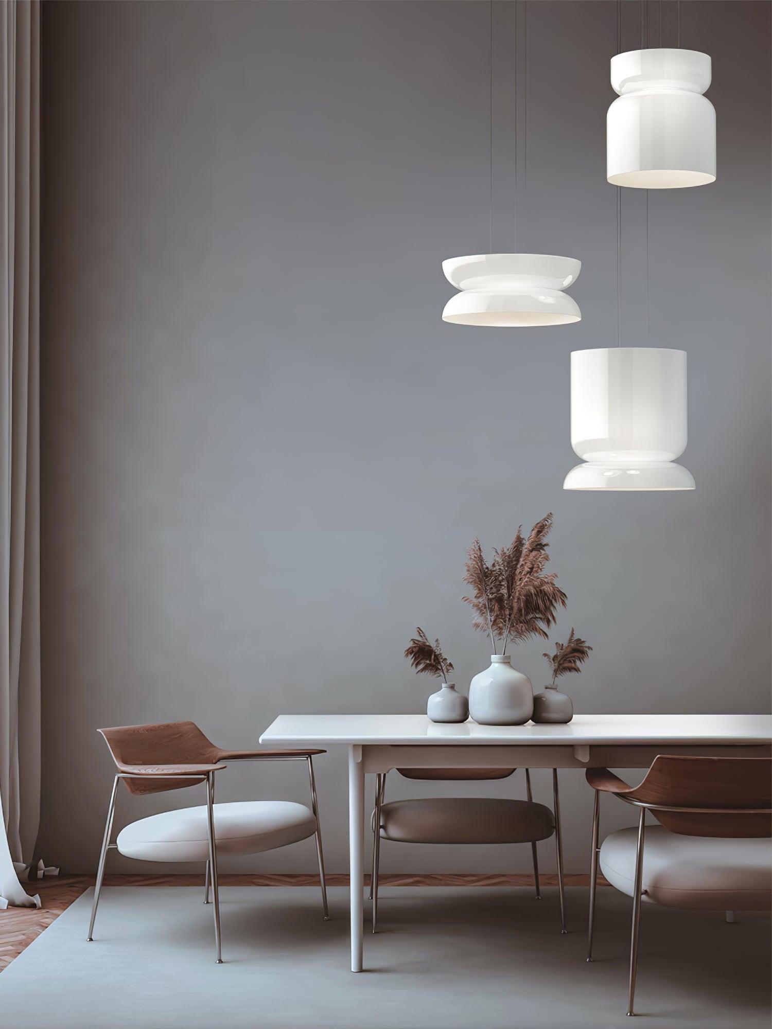 Modern Totem LED Blown Glass Pendant Lamp Geometric White Modular Hanging Fixture