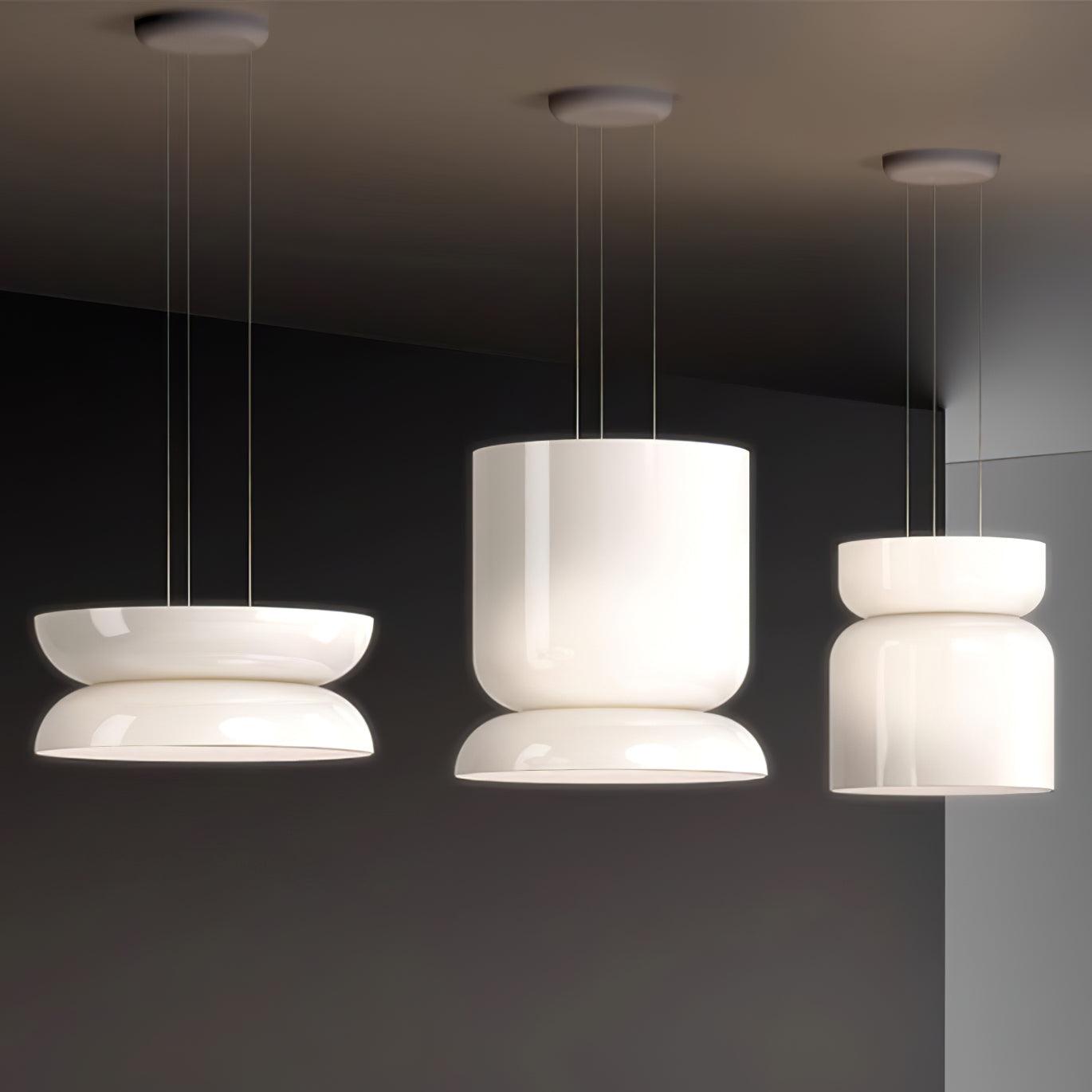 Modern Totem LED Blown Glass Pendant Lamp Geometric White Modular Hanging Fixture