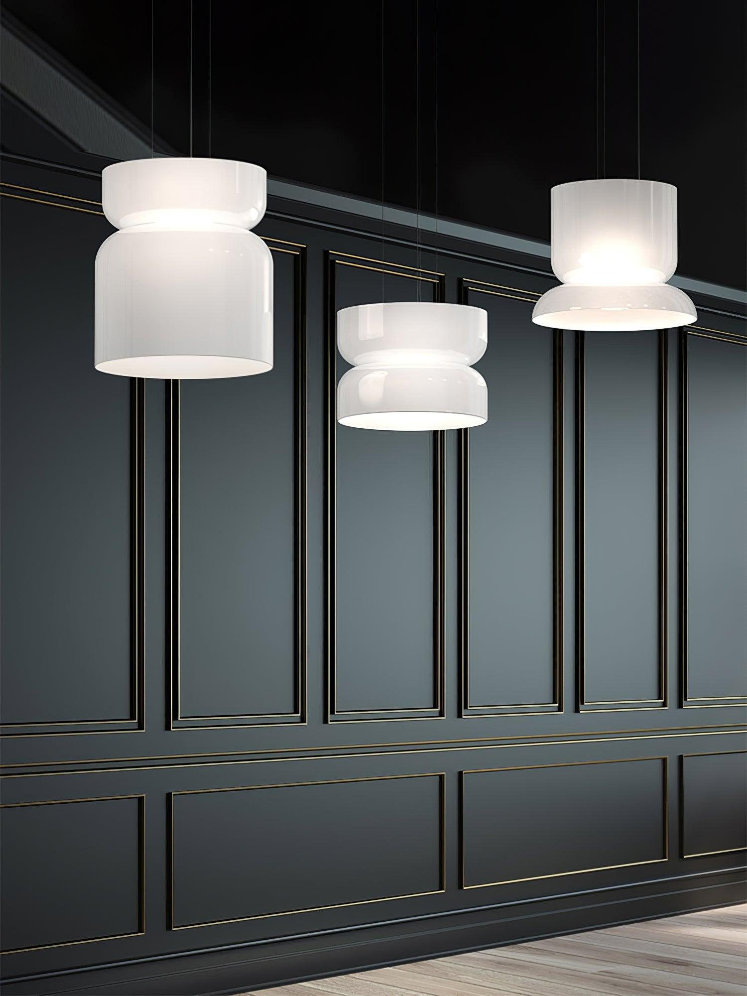 Modern Totem LED Blown Glass Pendant Lamp Geometric White Modular Hanging Fixture