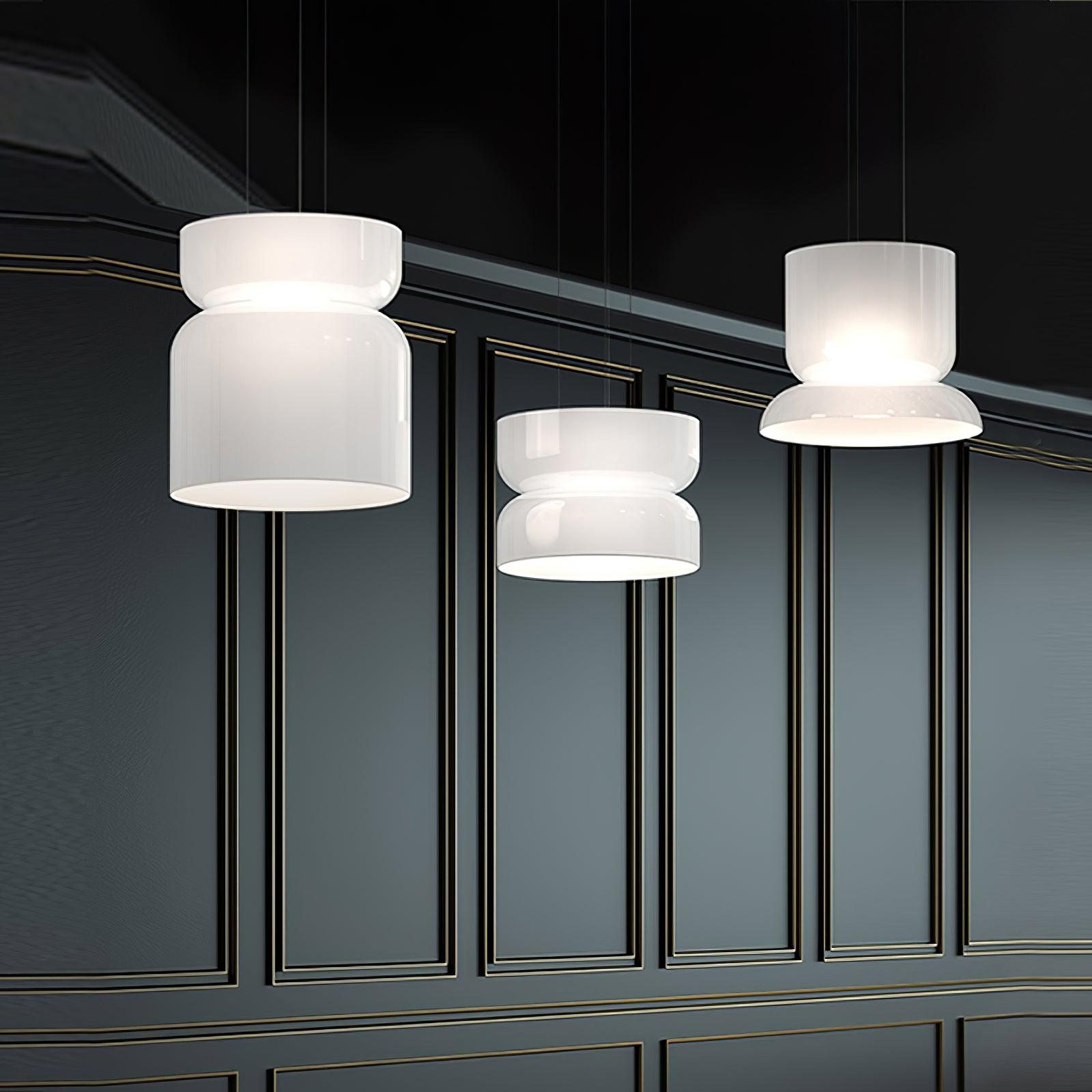 Modern Totem LED Blown Glass Pendant Lamp Geometric White Modular Hanging Fixture