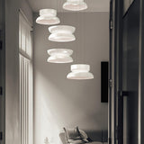Modern Totem LED Blown Glass Pendant Lamp Geometric White Modular Hanging Fixture