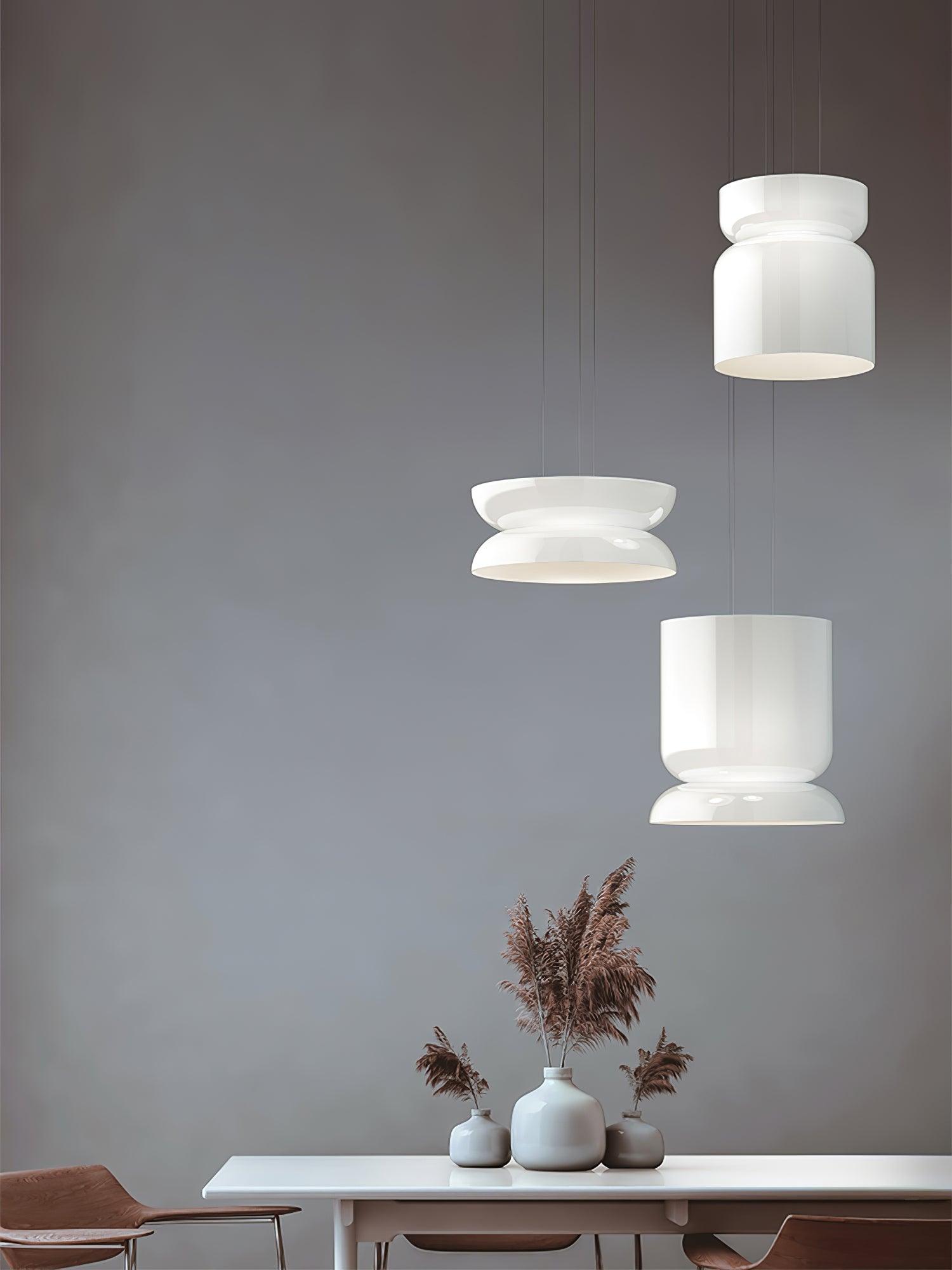 Modern Totem LED Blown Glass Pendant Lamp Geometric White Modular Hanging Fixture