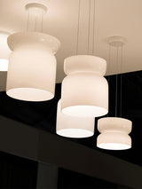 Modern Totem LED Blown Glass Pendant Lamp Geometric White Modular Hanging Fixture