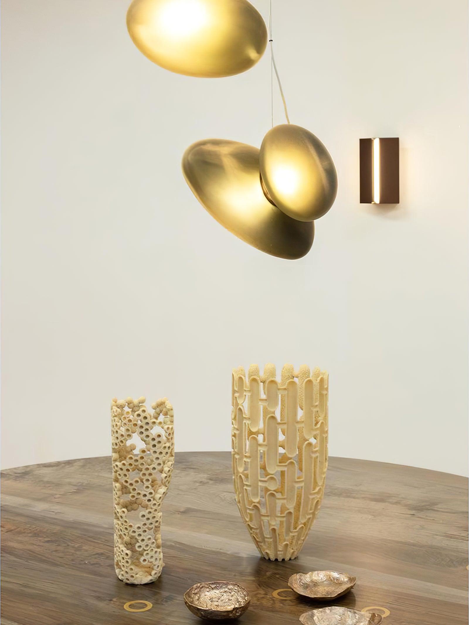 Modern Translucent Frosted Glass Pendant Light with Hand Blown Pebble Shape Design