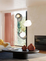 Modern Translucent Frosted Glass Pendant Light with Hand Blown Pebble Shape Design