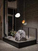 Modern Translucent Frosted Glass Pendant Light with Hand Blown Pebble Shape Design