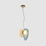 Modern Translucent Frosted Glass Pendant Light with Hand Blown Pebble Shape Design